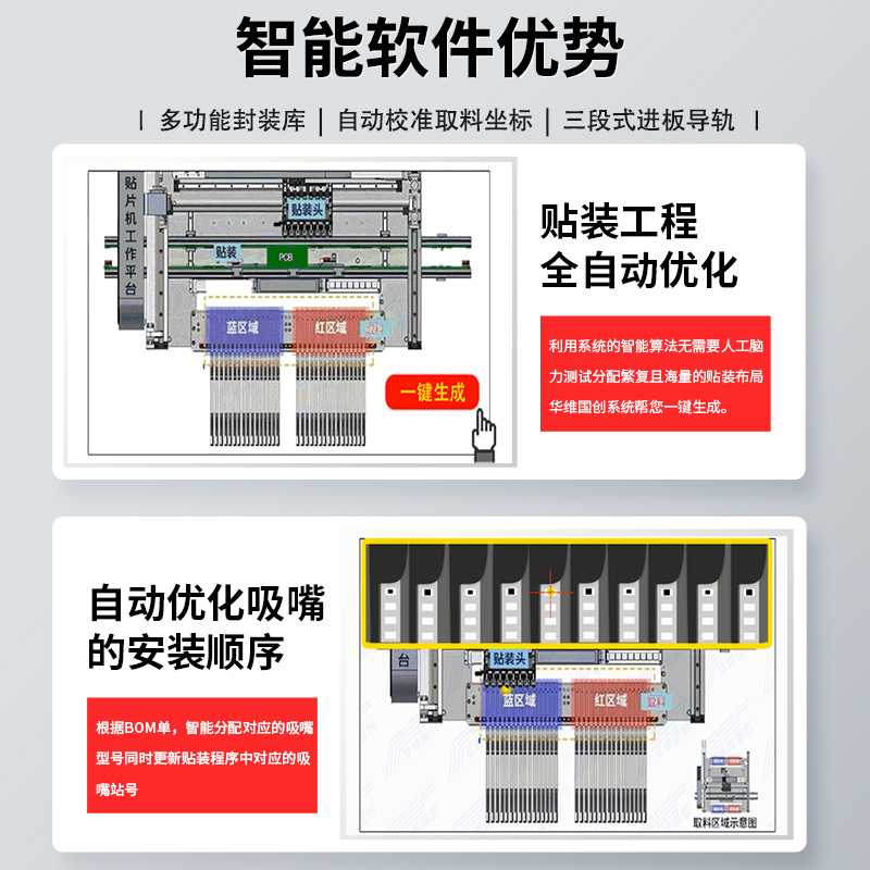Huawei Guochuang four-head smt small placement machine, high-speed vision placement machine, fully automatic reflow soldering led placement machine undefined