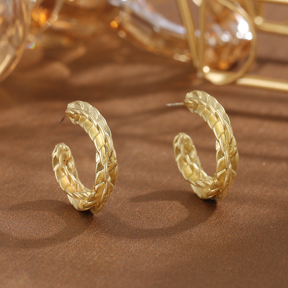 European and American cross-border retro twisted snake pattern ear stud earring set, irregular geometric C-shaped ear ring earrings for women Application Scenario