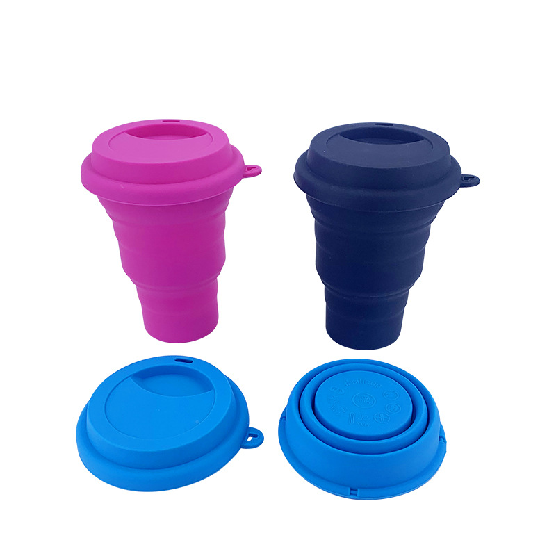 Creative portable silicone folding cup, outdoor gift, business silicone water cup, food-grade telescopic folding water bottle Item Picture