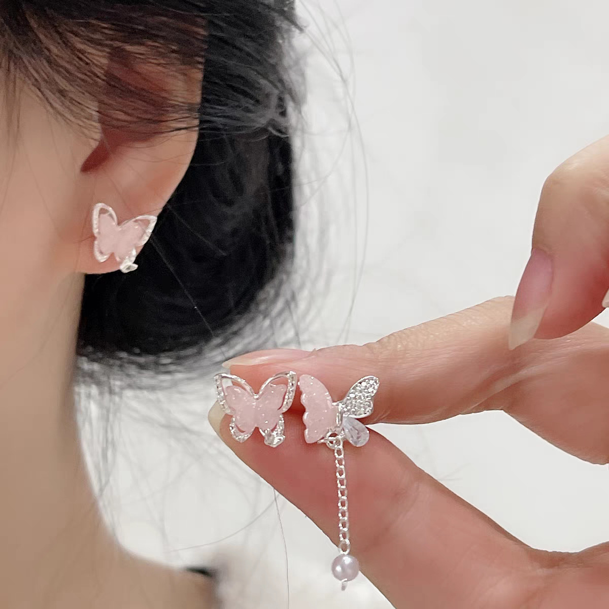 2025 New one-week stud set for women's niche alloy earrings, sweet and small earrings from the Flower Season Girl series Specification drawing