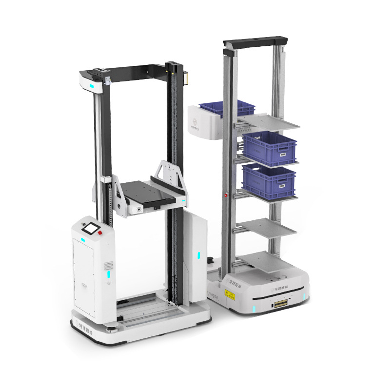 The lifting, telescopic, fork-picking automatic loading and unloading, inbound and outbound intelligent AGV trolley with a load capacity of 150kg details Picture