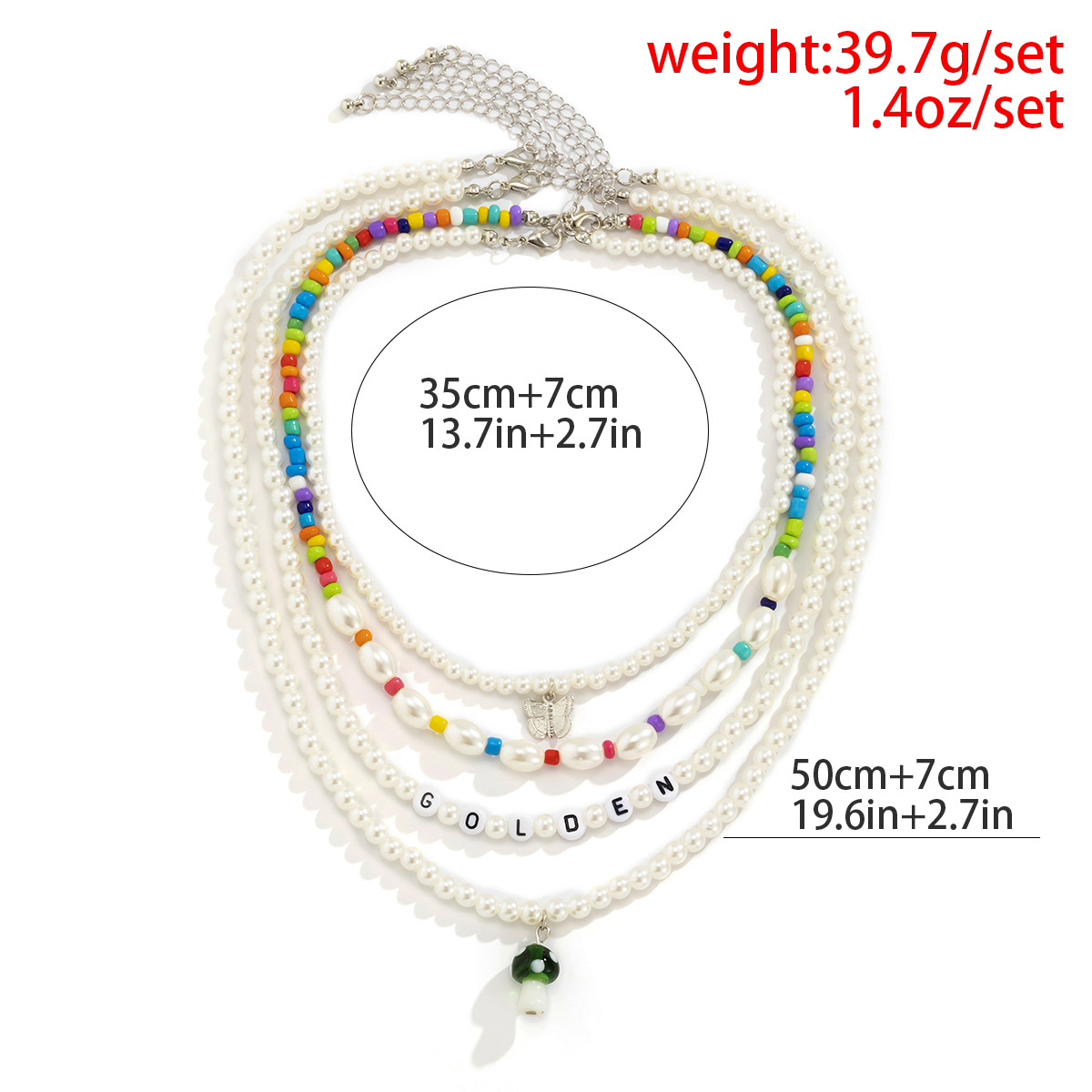 European and American sweet and cool multi-element acrylic letter round bead chain necklace, color-blocking rice beads, mushroom beaded, butterfly necklace Application Scenario