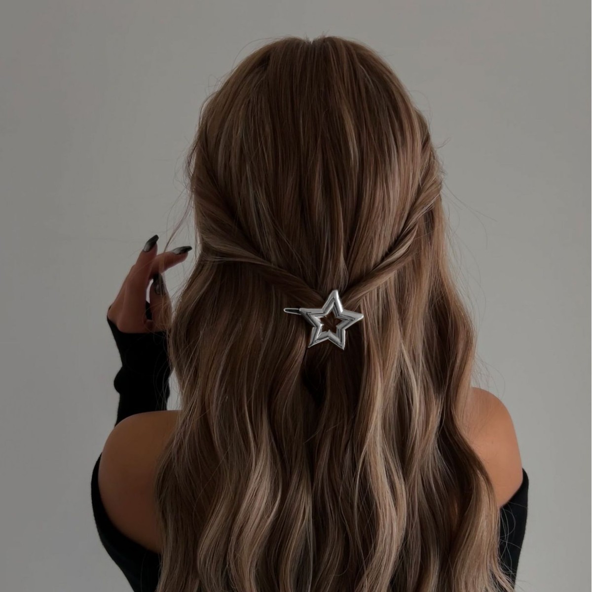 New cross-border European and American luxurious metal geometric irregular round hair clips for women's casual and versatile use Specification drawing