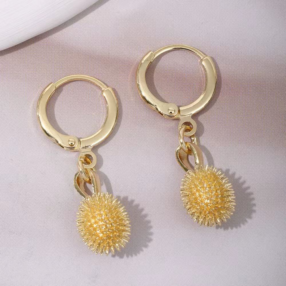 "Durian for a lifetime, lotus for a lifetime ~ Personalized, versatile and elegant durian ear buckles for women, light luxury, niche and high-end design, ear studs. Application Scenario