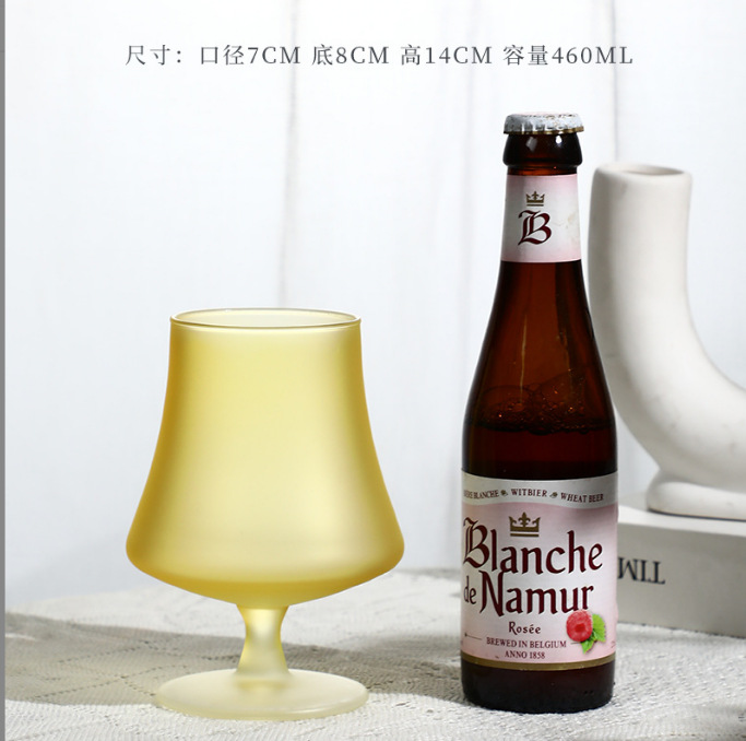 Vintage frosted glass tall glass, Ins-style retro sunset glass, ritualistic cocktail glass, juice glass, brandy Specification drawing