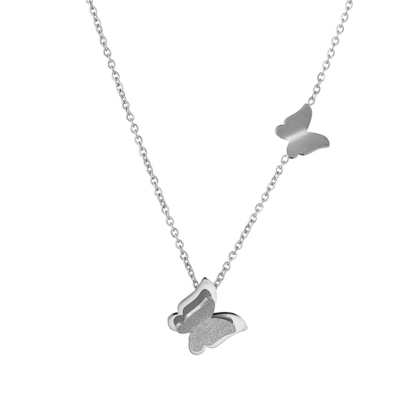 【 All-titanium Steel 】 InS-style butterfly necklace for women, simple and exquisite, super ethereal and niche design, cold style collarbone chain Item Picture