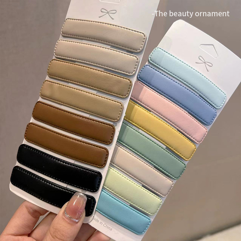 2025 Little Chanel pu Leather Hair Clip, Korean style, simple and versatile side clip, bangs hair clip, hair accessory, pair clip, small hair bb clip details Picture