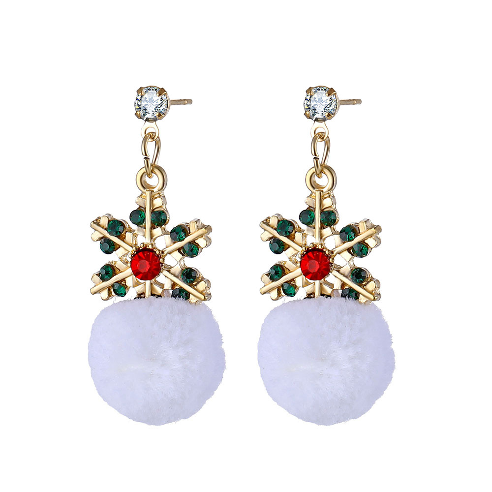 Christmas earrings, Christmas snowflakes, elk bells, cross-border Christmas tree resin resin alloy ear hooks, pendant tassel earrings Specification drawing