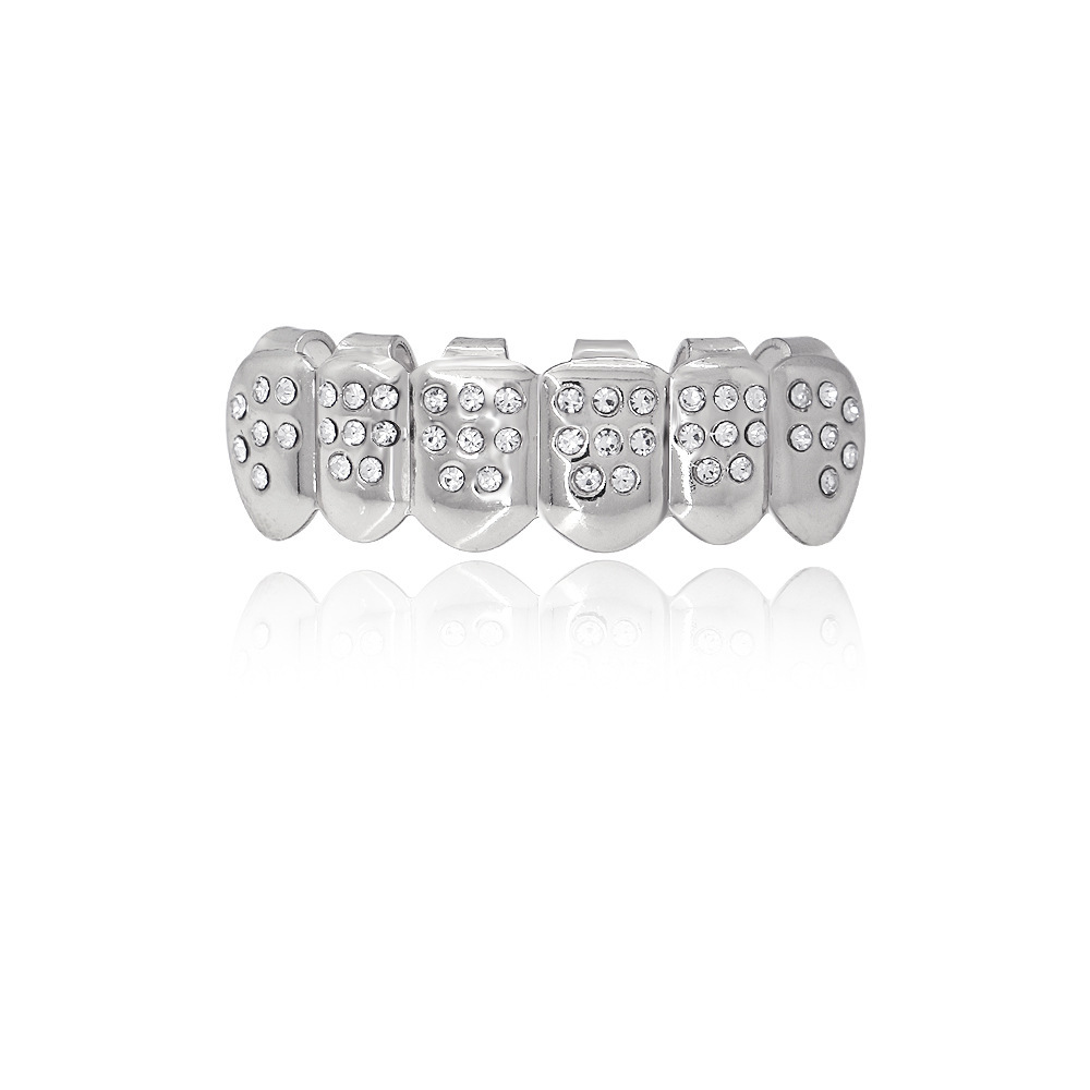 2024 Cross-border trend new hip-hop braces with gold dots, diamonds, golden teeth, hiphop punk Halloween Application Scenario