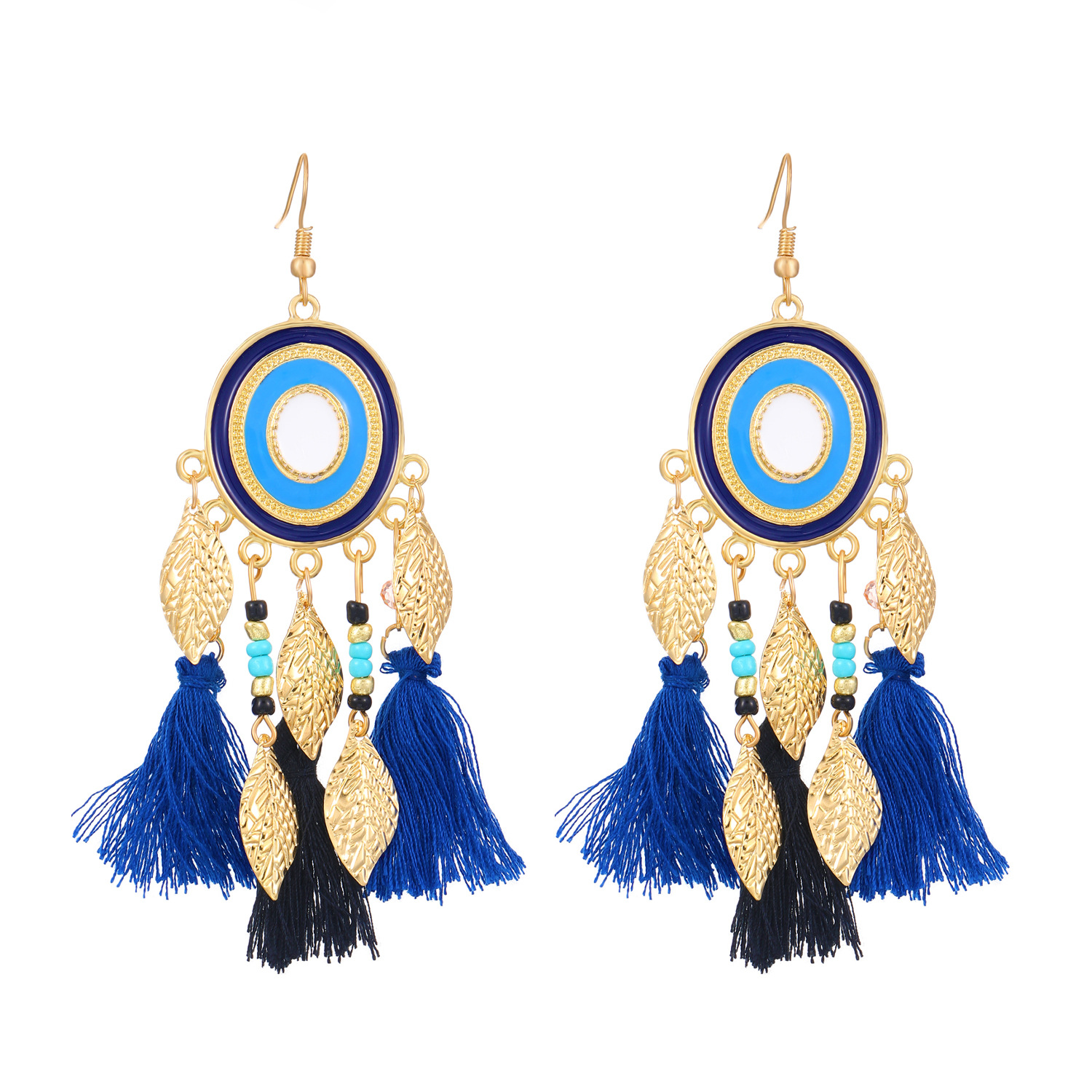 European and American cross-border personalized tassel long earrings, women's Bohemian ethnic style sweater chain necklace, autumn and winter accessories Item Picture