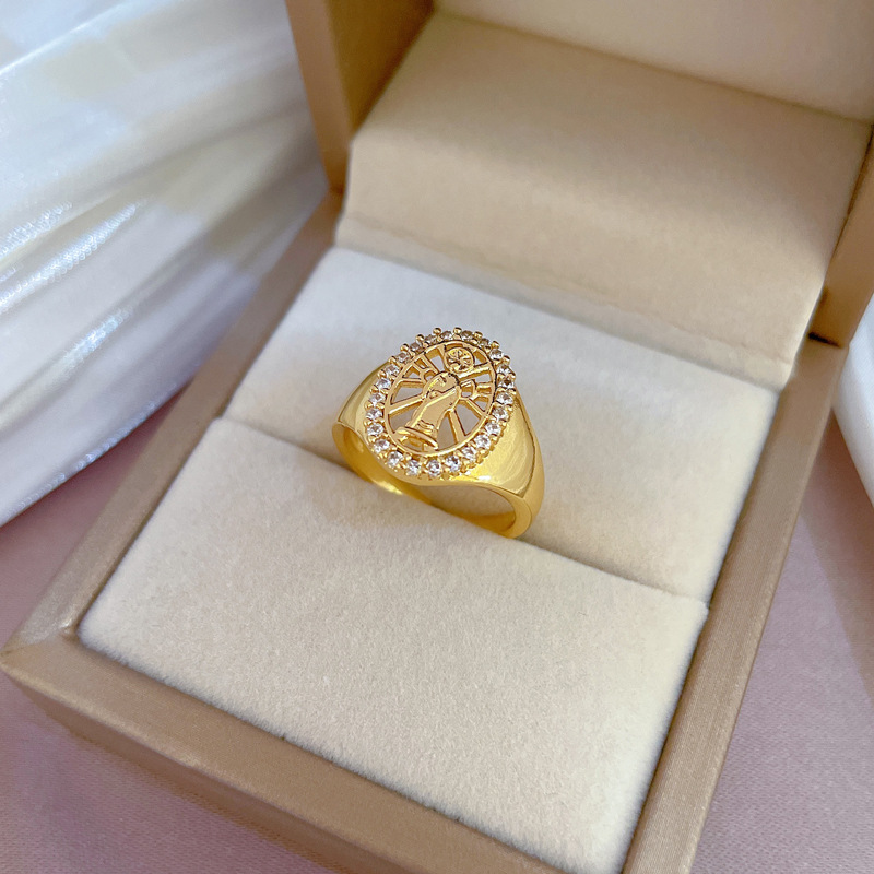【 Real Gold 】 Cross-border Queen Scythe Ring with Adjustable opening, simple jewelry, Japanese-style ring couple rings Specification drawing