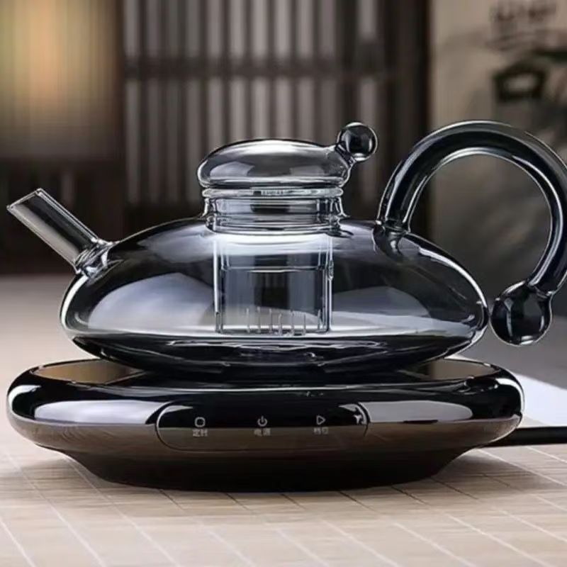 New Nordic-style mouse-tail teapot, heat-resistant transparent glass teapot, tea sets, tea cups, tea boiling teapot, tea brewing teapot, and tea filtering and brewing vessel details Picture