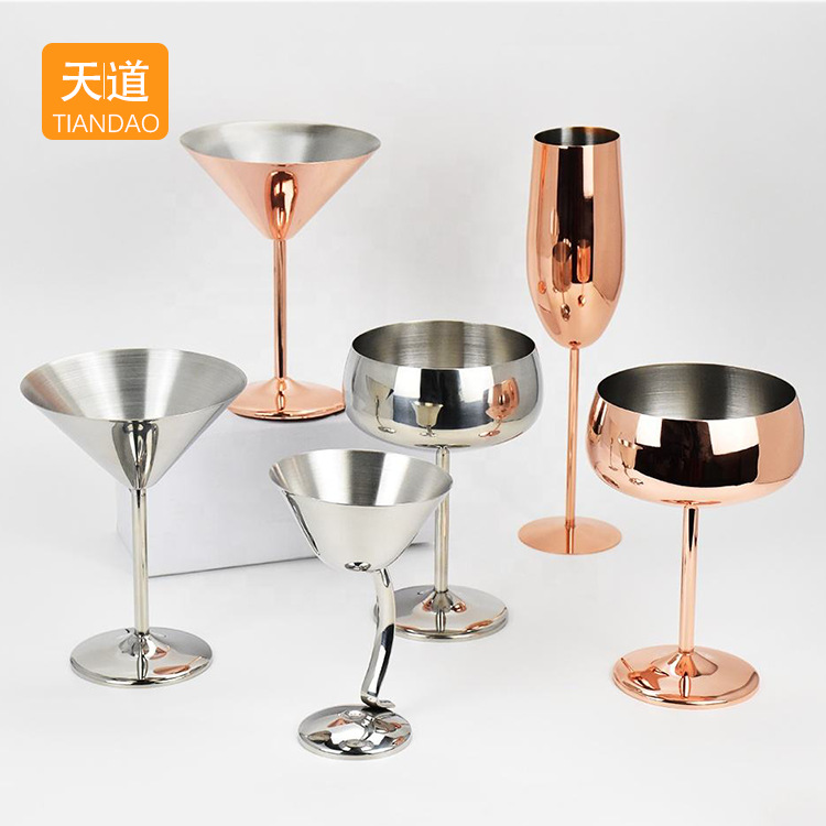Stainless steel wine glass, bar creative tall glass, 304 metal cocktail champagne glass, cross-border durable wine glass Specification drawing