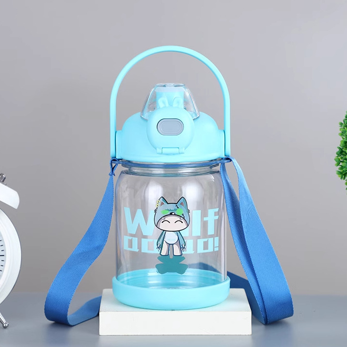 Cute plastic straw cups for outdoor students and children, tonton cups, portable cups, universal anti-drop water cups for both adults and children Specification drawing