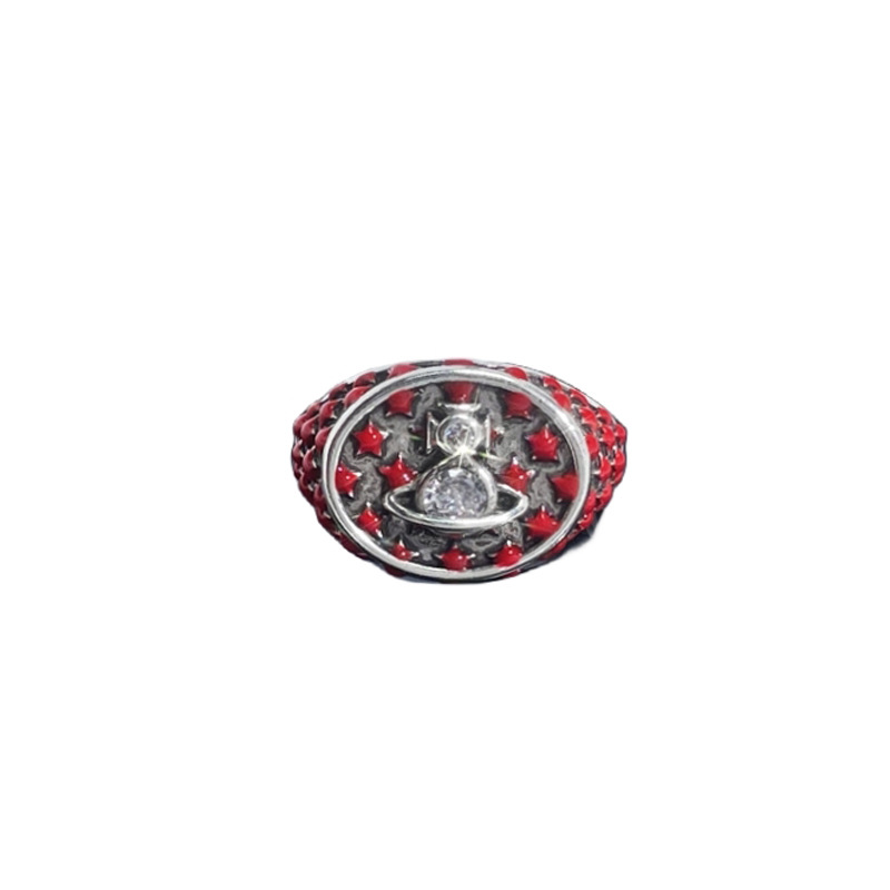 Sweet and cool Saturn Drip glaze Open ring for women, simple and individual planet, exquisite and versatile, punk fashion, cold style ring Item Picture