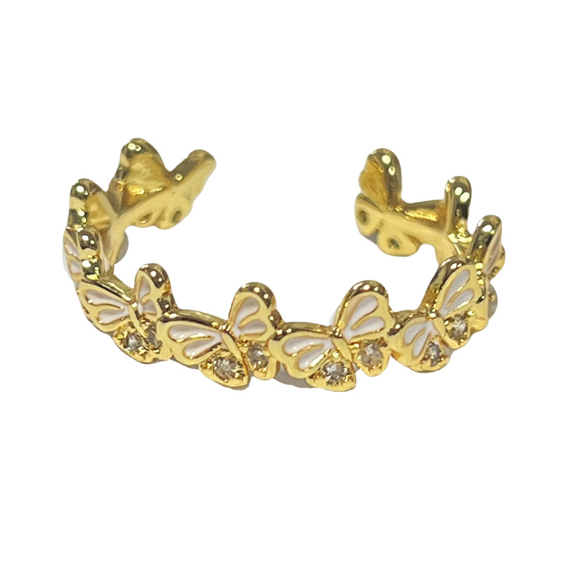 2025 New niche design enamel gold butterfly opening ring, a sweet, cool and cold style exquisite and elegant ring for women Item Picture