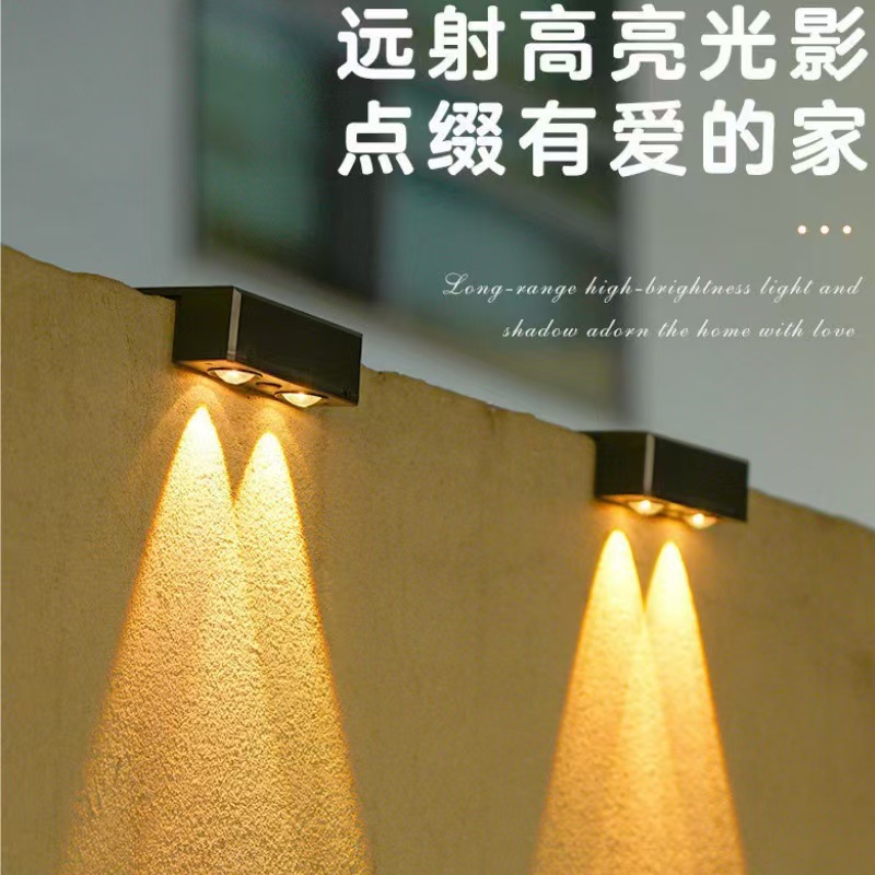Solar-powered outdoor garden lights, household lighting, wall lamps, balcony and fence spotlights, garden atmosphere, waterproof details Picture
