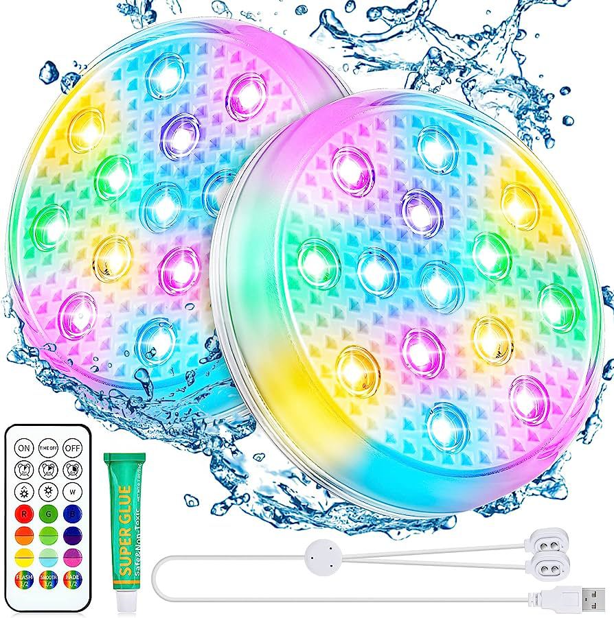 Amazon's new cross-border bestseller, IP68 diving pool, underwater bathtub, bar, courtyard, LED light, magnetic charging details Picture
