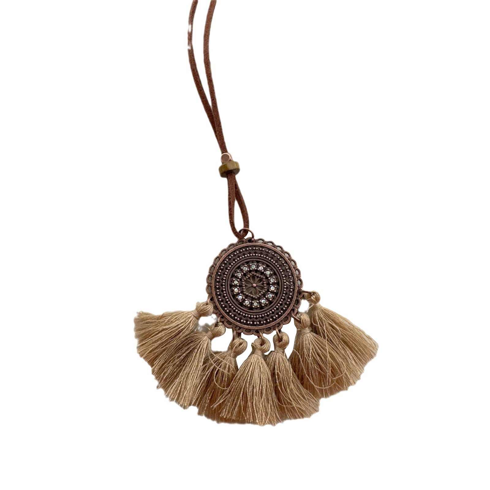 Wholesale of European and American coffee-colored retro necklaces, Bohemian ethnic style Su pendants, sweaters and chain-like necklaces Item Picture