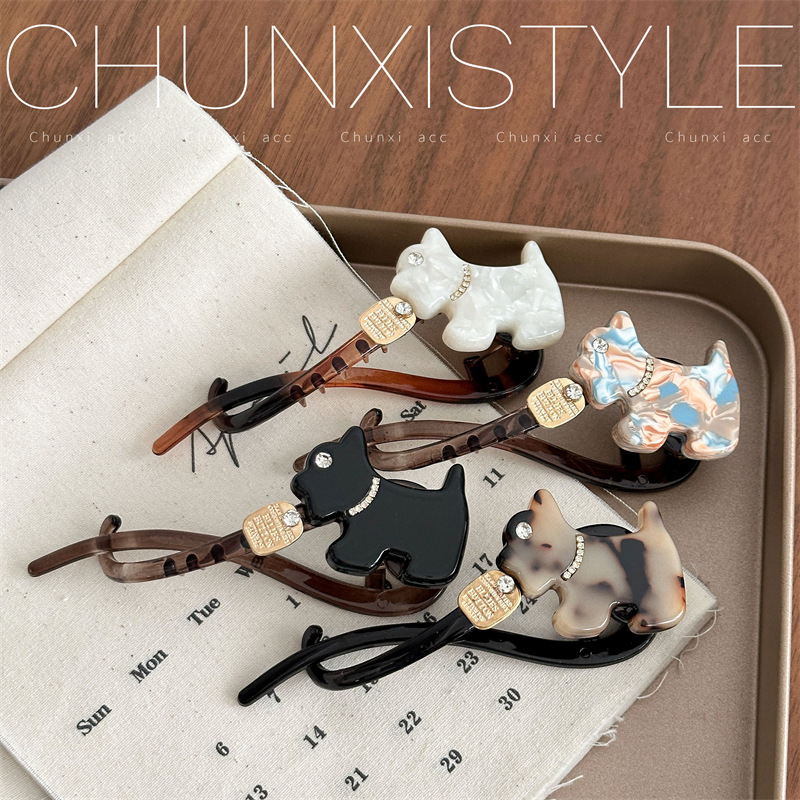 Korean-style acetic acid dog Twisty hair clips for women with a high-end feel 2025 new one-line grab hair clips with multiple hair clips and hair accessories for summer full figure
