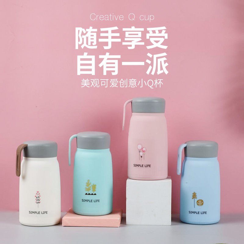 Customized cute female student glass cups, small Q cups, celebration store opening gifts, water cups with gold foil and silk screen printing details Picture