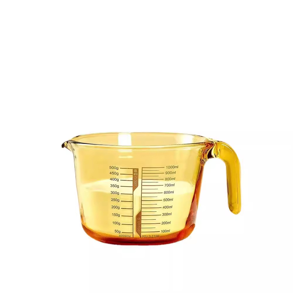 Household food-grade glass measuring cup with scale, high-temperature resistant egg beater cup, baking large-capacity graduated cup, milliliter cup Item Picture