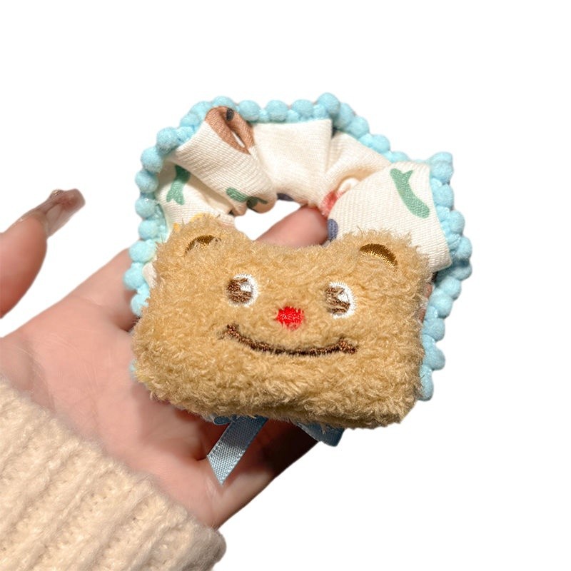 Cute little rabbit cat large intestine hair band, women's bun hair tie, non-damaging and durable hair tie, children's rubber band headwear Item Picture