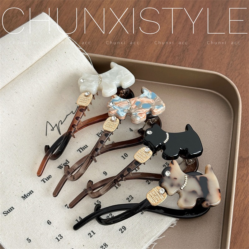 Korean-style acetic acid dog Twisty hair clips for women with a high-end feel 2025 new one-line grab hair clips with multiple hair clips and hair accessories for summer details Picture