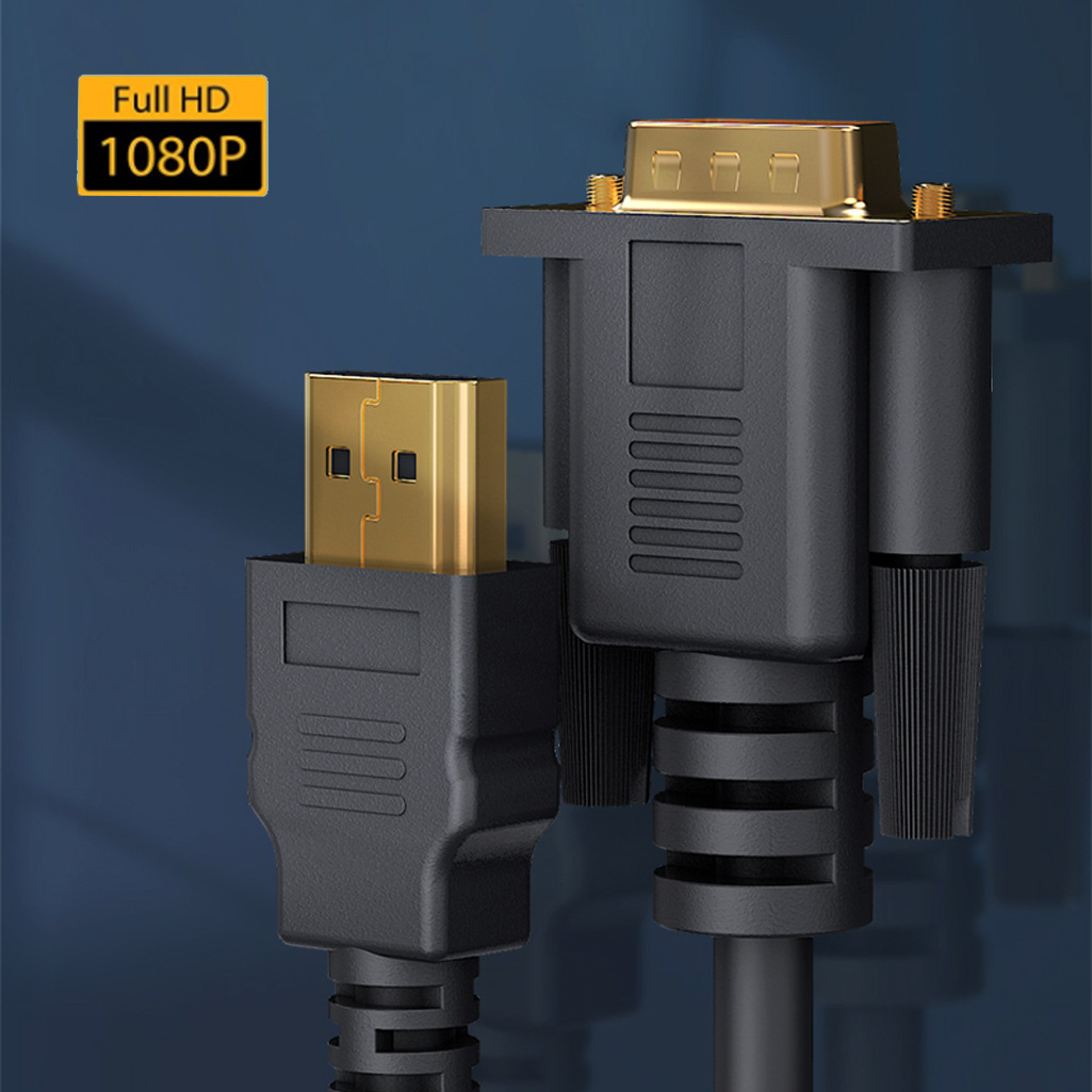 HDMI TO VGA cable 1.8-meter VGA converter, high-definition notebook projector with audio, HDMI to VGA details Picture