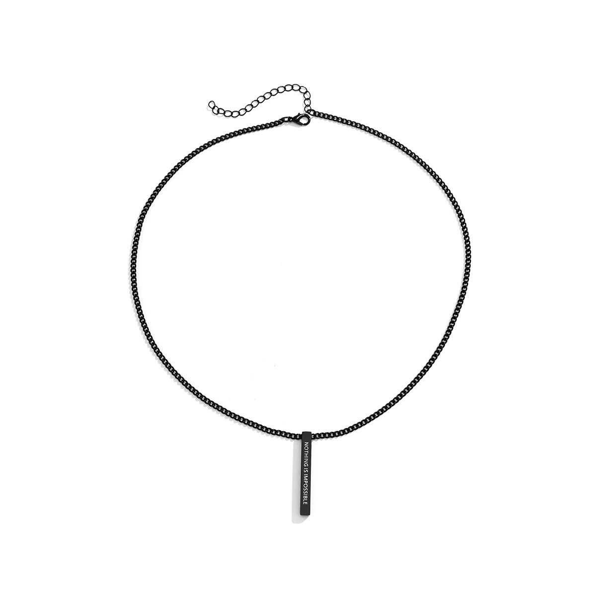 A sweet and cool black spray-painted long pendant necklace from Europe and America, a simple and elegant letter-shaped titanium steel necklace for women Item Picture