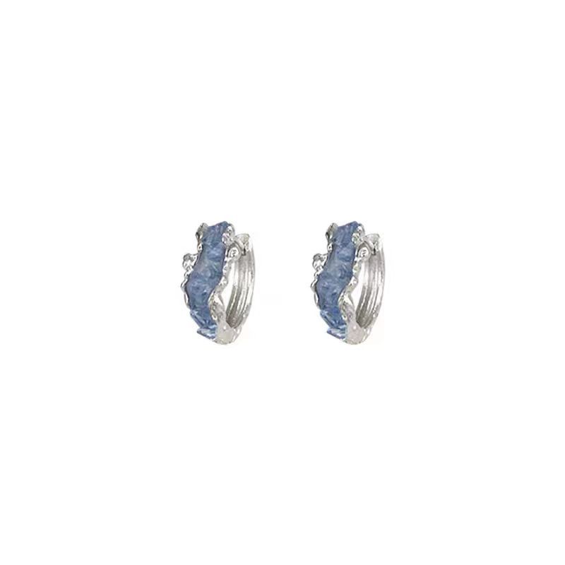 Dreamy Ocean ~ Blue Crystal Ear rings 2025 New Bestseller Earrings, Light luxury style, high-end feel Ear studs and earrings Item Picture