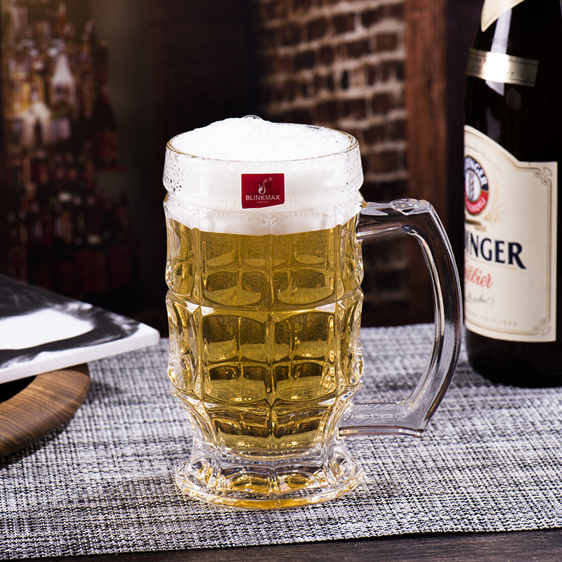 Lizun square thickened glass handle cups, beer mugs, juice cups, tea cups, water cups and glass cups wholesale with logo printing full figure