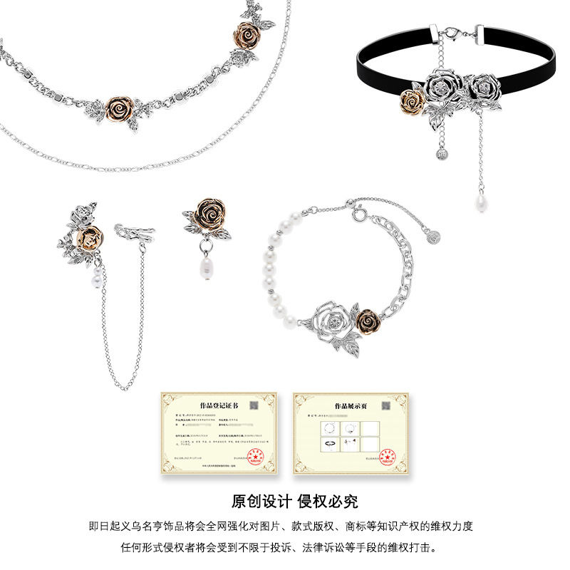 Original ancient gold rose earrings in the style of European and American ins, with a niche and high-end feel, exquisite ear clips, light luxury and versatile earrings wholesale Application Scenario