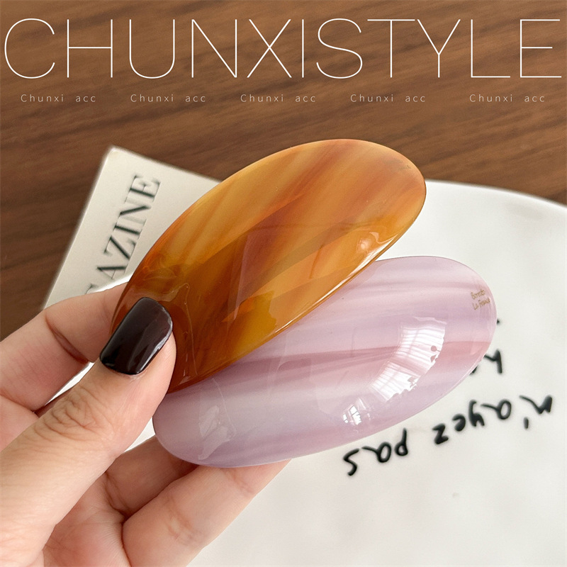Gold Label Edition 2025 New High-end spring clip, Korean france acetic acid ponytail clip, hair clip, ladies' one-line clip Application Scenario