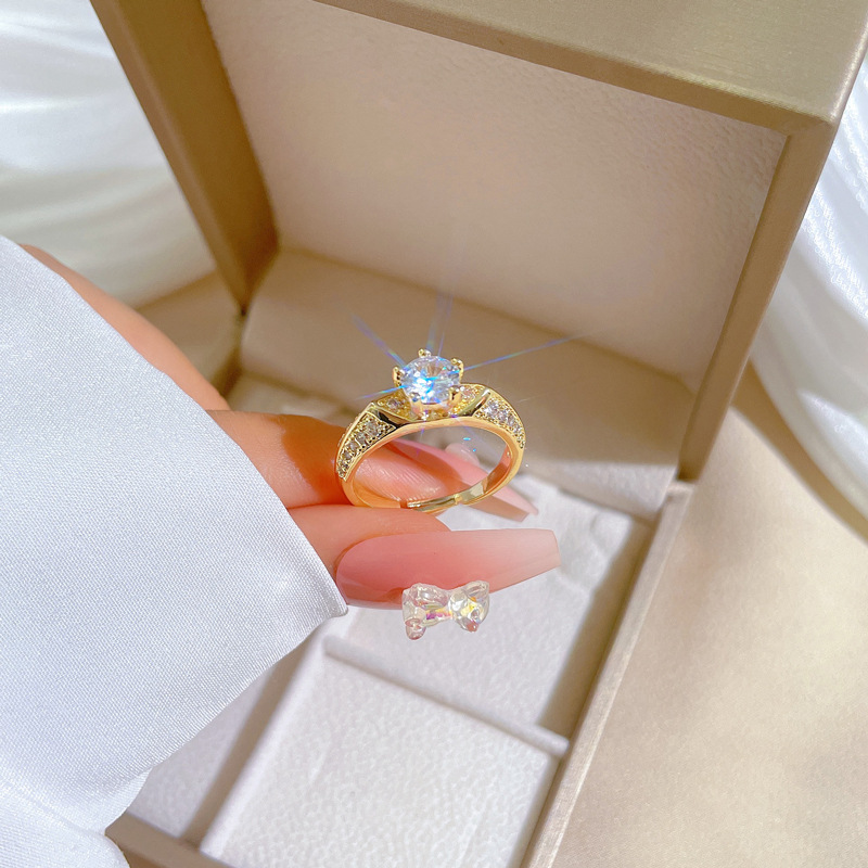 【 Real Gold 】 Eight-heart, eight-arrow, full diamond ring with adjustable opening, simple Japanese-style ring couple rings Application Scenario