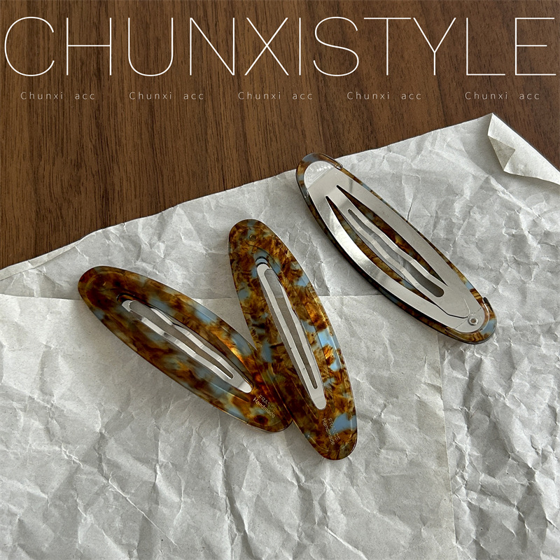 Hollowed-out oval BB clips, stylish blogger hair clips, acetate bangs clips, gold label side hair clips, hair clips, new headwear Specification drawing