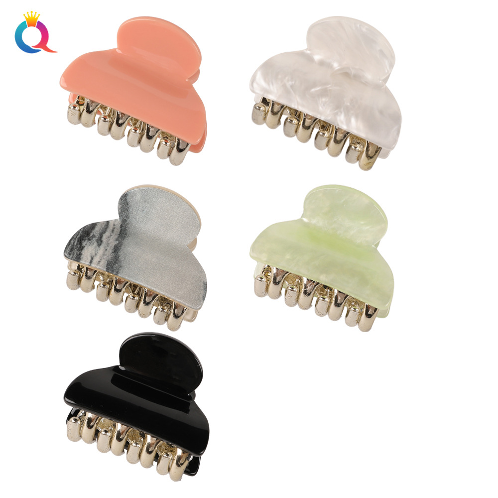 Qiyue Cross-border Acrylic hair clips, simple small gripper clips, retro hair grippers, ponytail clips, headwear and hair accessories wholesale Specification drawing