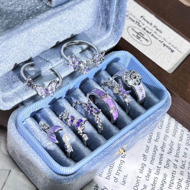 The popular European and American style accessories, the simple taro purple enamel ring for women, the exquisite and high-end sweet ring, are bestsellers full figure