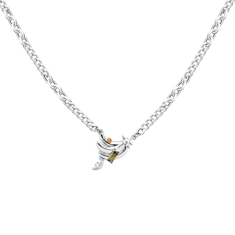 ins niche design banana necklace, women's unique and high-end neckchain, collarbone chain, fashionable and elegant pendant wholesale Item Picture
