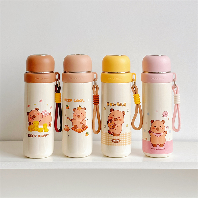 Kapibala children's insulated cup, cartoon portable stainless steel water cup for going out, special drinking cup for students to go to school Specification drawing
