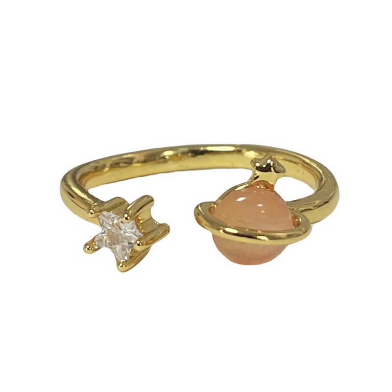 New collection of colored gemstone series: Cross-border French retro open ring, women's Instagram niche butterfly flower geometric food ring Item Picture