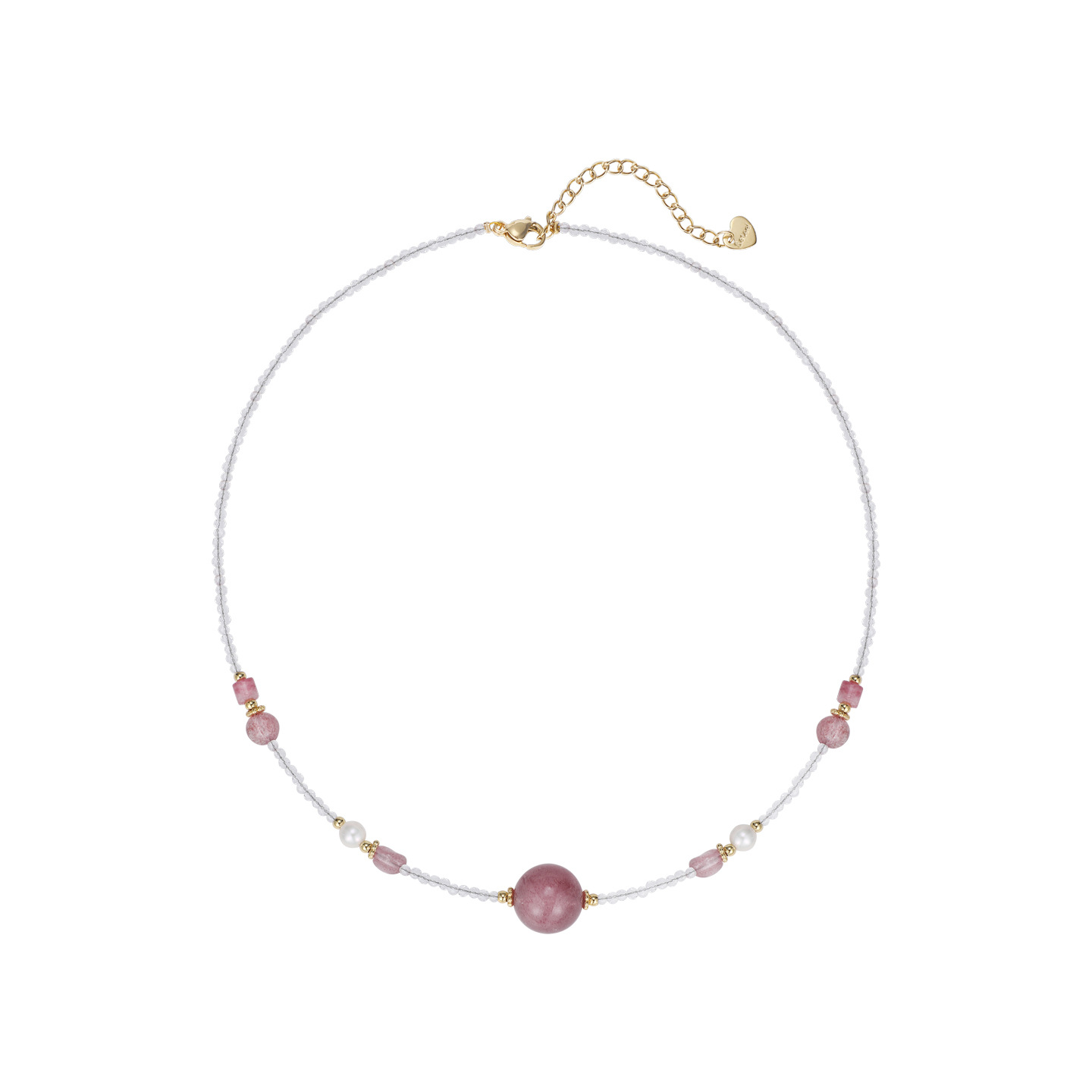 Strawberry crystal beaded necklace, a niche design, with a unique and high-end style, versatile and fashionable for commuting, retro collarbone chain for women Item Picture