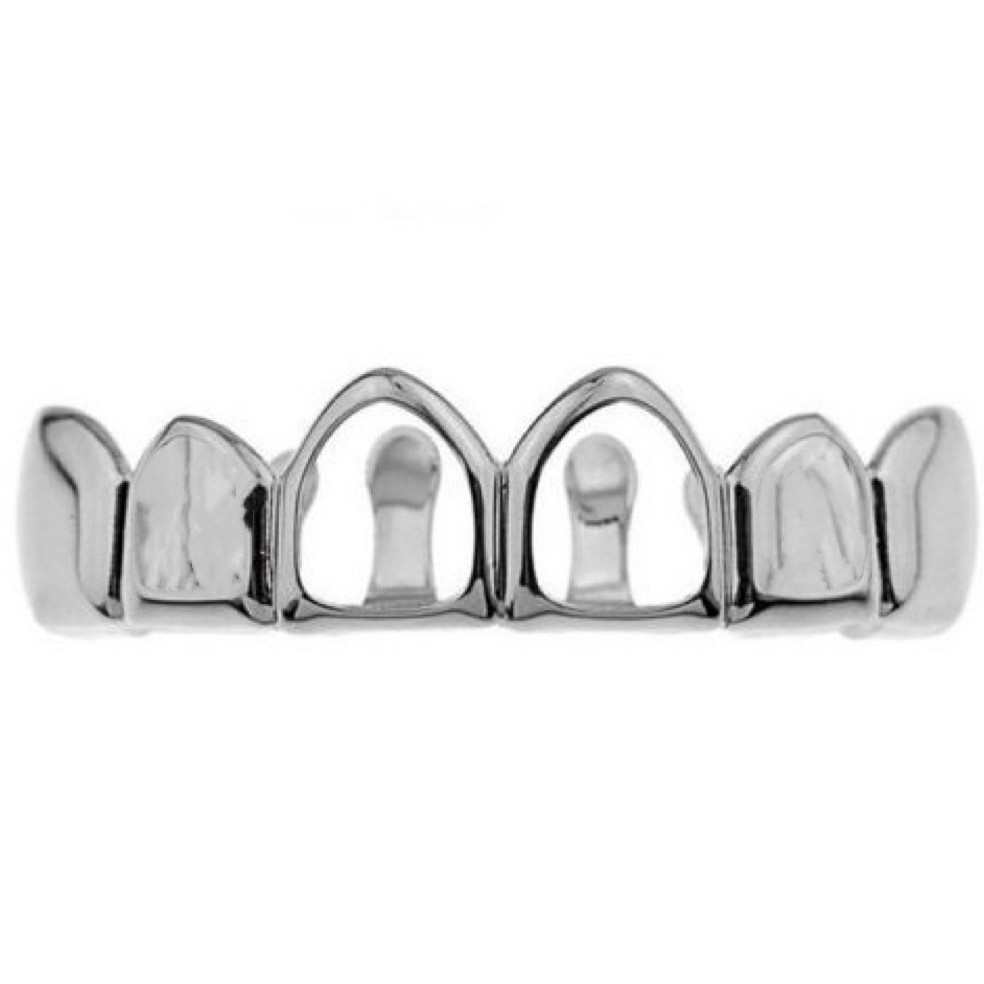 Double hollowed-out silver-plated teethgrills punk teeth are selling well on Amazon in Europe and America Specification drawing