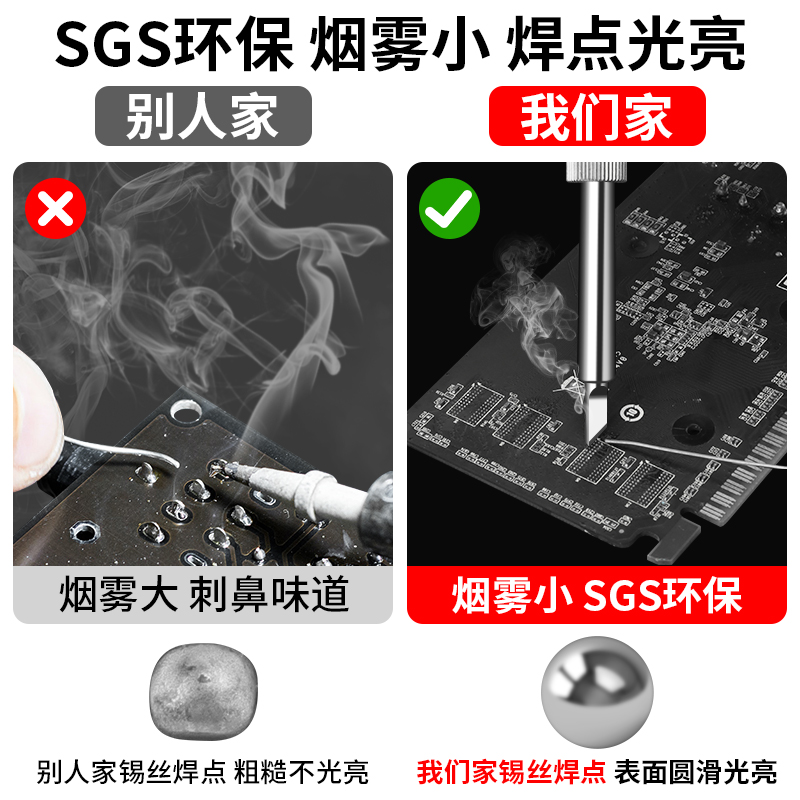 Lead-free solder wire, high-purity household no-wash soldering iron with rosin core, low-temperature solder wire Specification drawing
