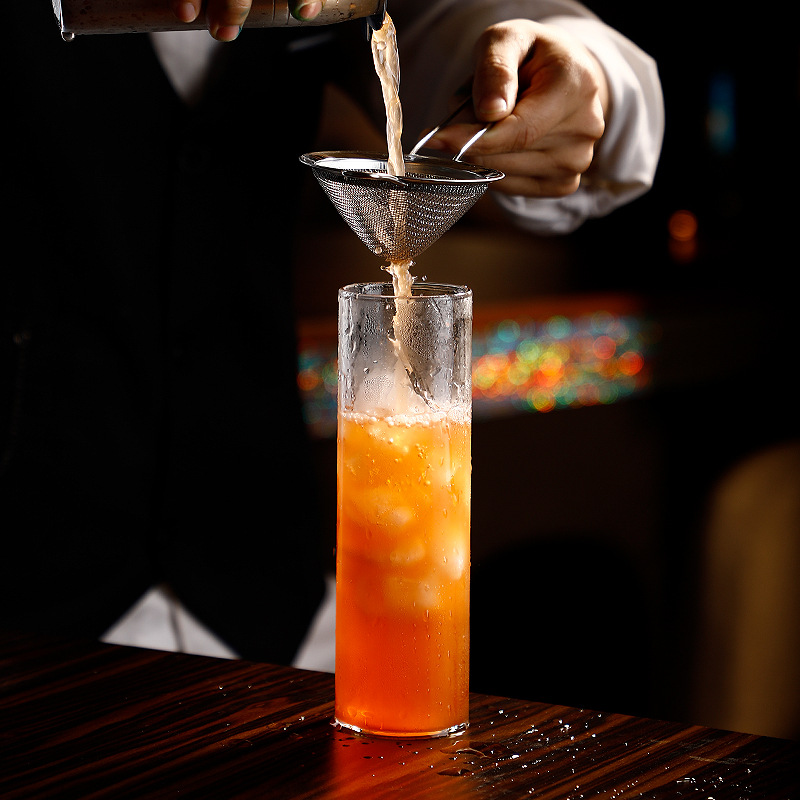 Transparent, thin and straight glass cocktail cups, simple long drinking cups, Colin cups, juice cups, extended straight water cups details Picture