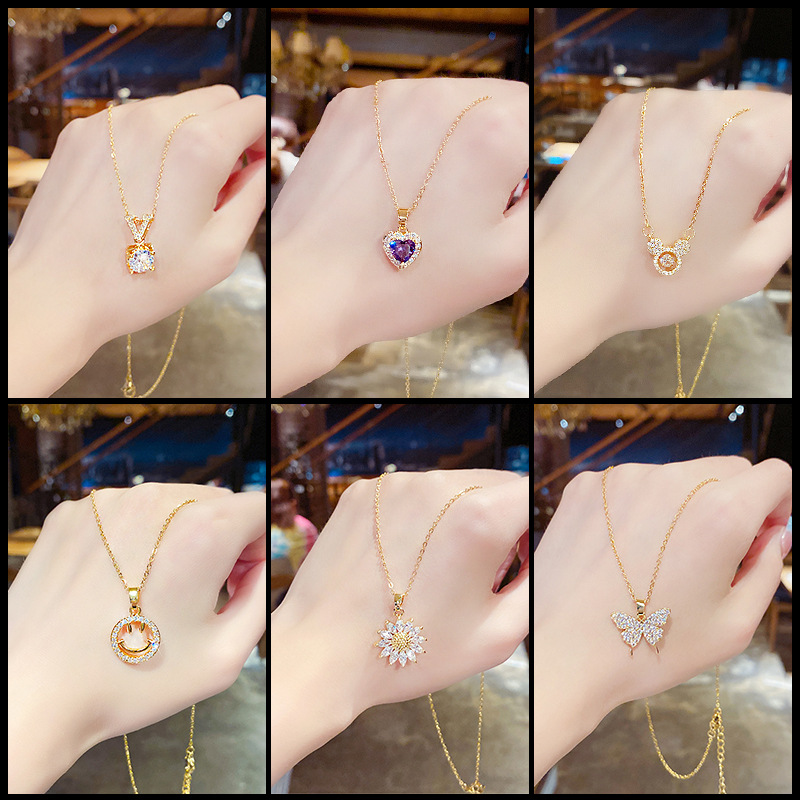 A unique design that doesn't fade, 2022 new style collarbone chain, versatile and simple necklace, Japanese and Korean light luxury titanium steel necklace for women details Picture