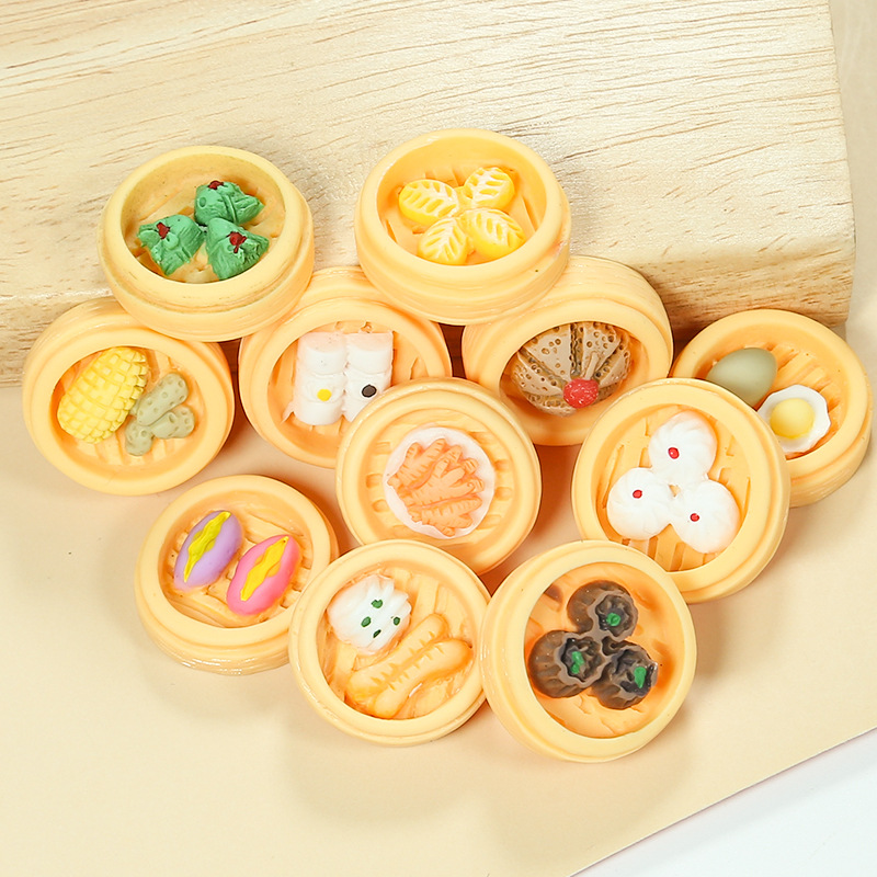 Miniature food toy simulation steamer, DIY cream glue, small keychain, fridge magnet, resin accessories wholesale Application Scenario