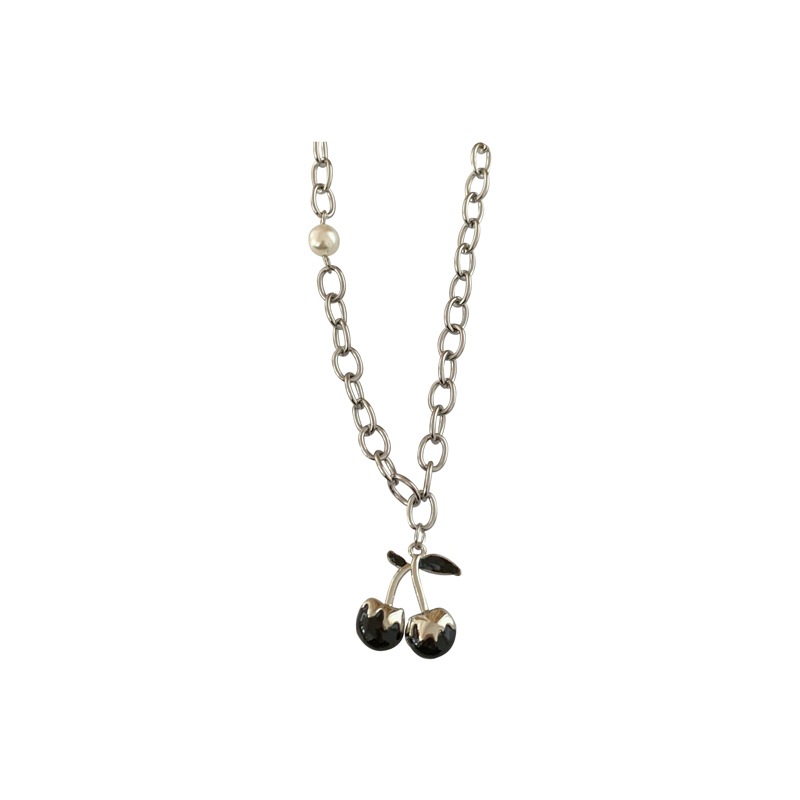 Sweet and cool black cherry necklace, female collarbone chain, Instagram hip-hop hot girl dancing, niche design neck accessory Item Picture