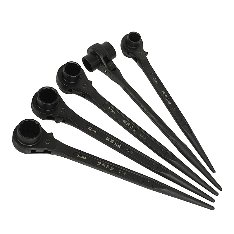 Phosphating pointed tail ratchet wrench, scaffolding double-head bidirectional ratchet wrench, ratchet wrench, industrial-grade fast ratchet Item Picture