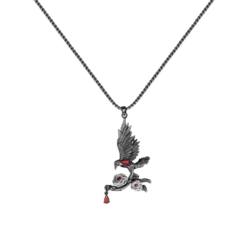 Original design crow rose necklace, dark Gothic style for women, fashionable and high-end, light luxury and niche collarbone chain Item Picture